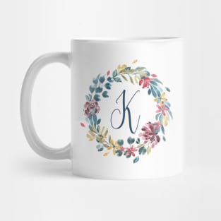 Floral Monogram K Colorful Full Blooms Mug